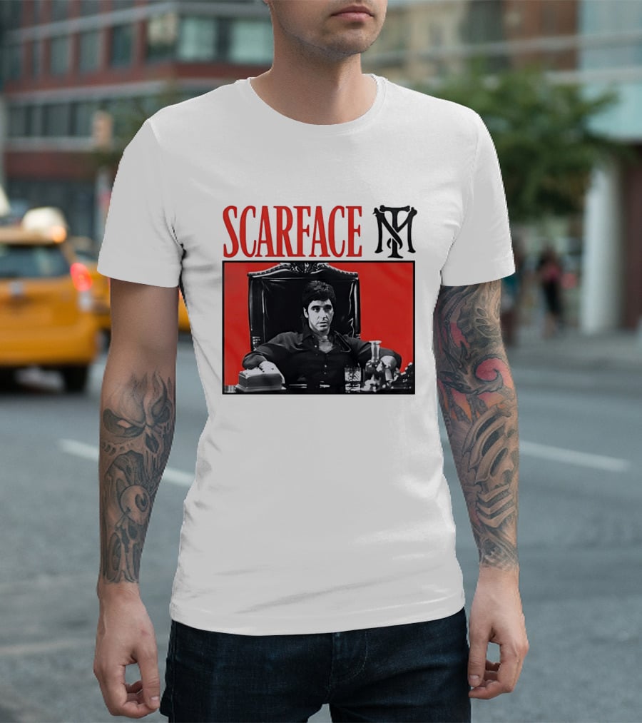 Scarface Tony Montana Al Pacino Iconic Scene Red T-Shirt