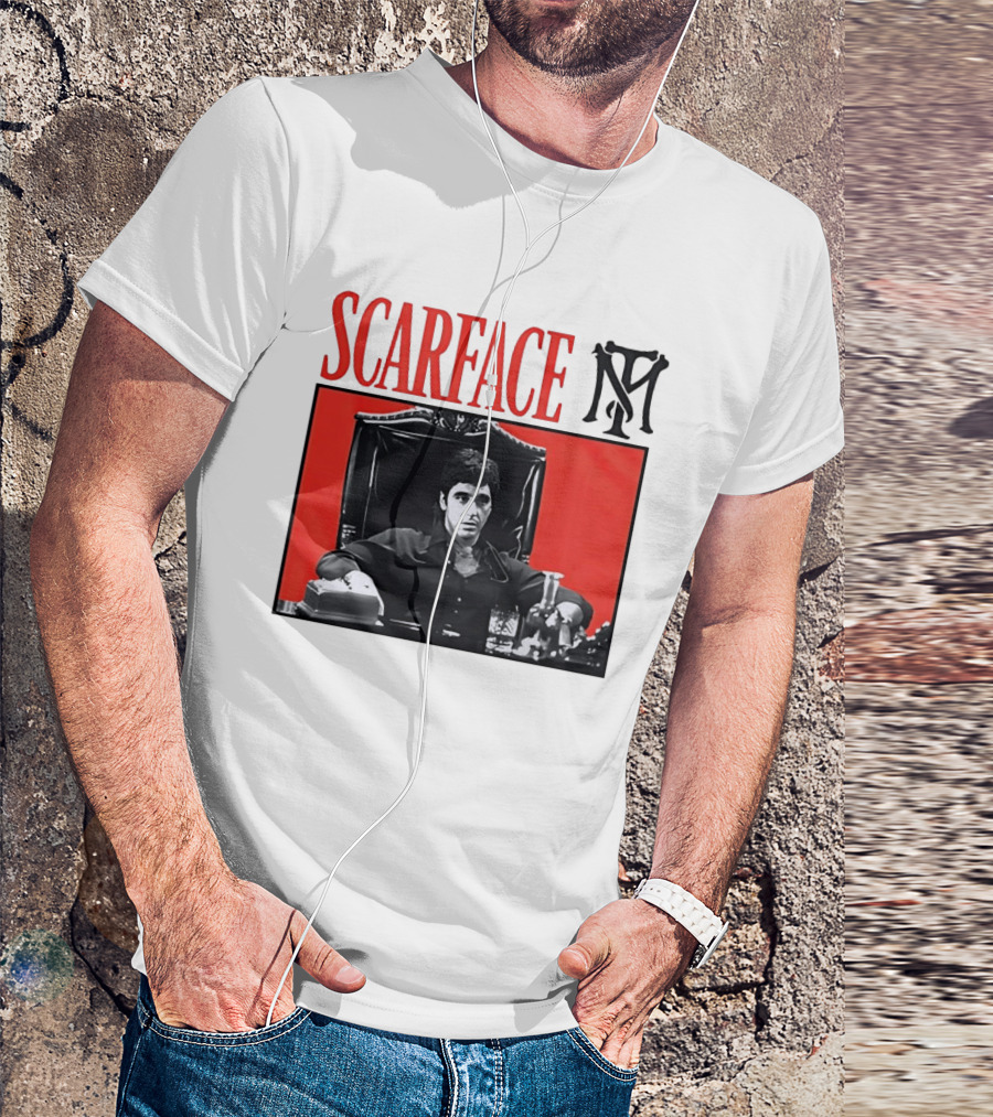 Scarface Tony Montana Al Pacino Iconic Scene Red T-Shirt