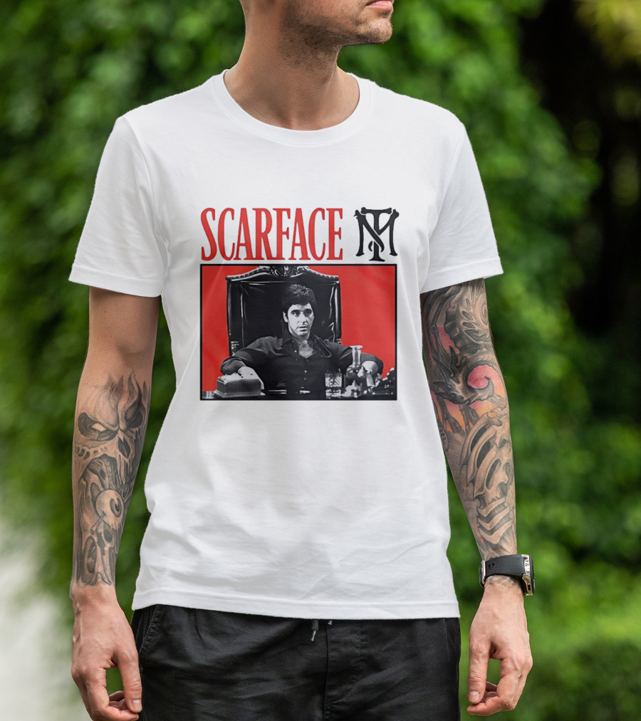 Scarface Tony Montana Al Pacino Iconic Scene Red T-Shirt