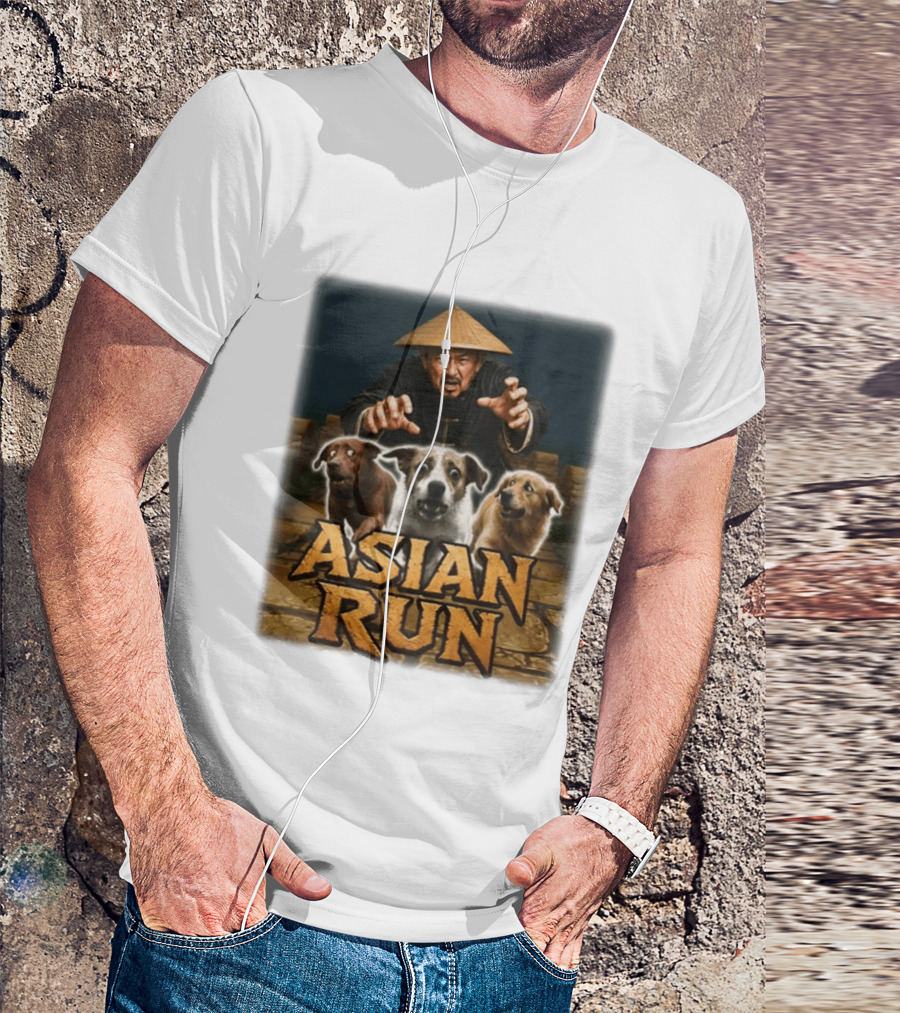 Asian Run Dogs With Traditional Hat Man T-Shirt