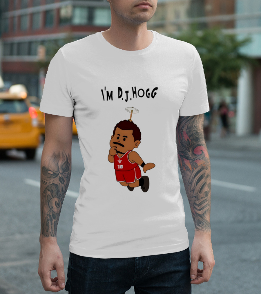 I'm DJ Hogg Basketball Player Red Uniform Cartoon T-Shirt