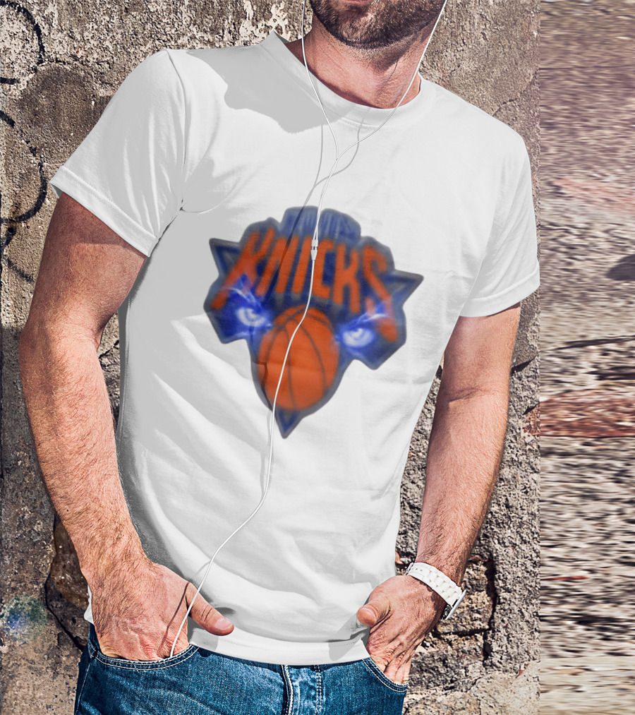 Blurry New York Knicks Basketball With Eye Motif T-Shirt