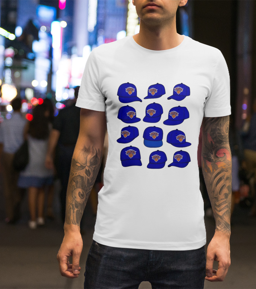 New York Knicks Blue Caps Collection With Iconic Basketball Team T-Shirt