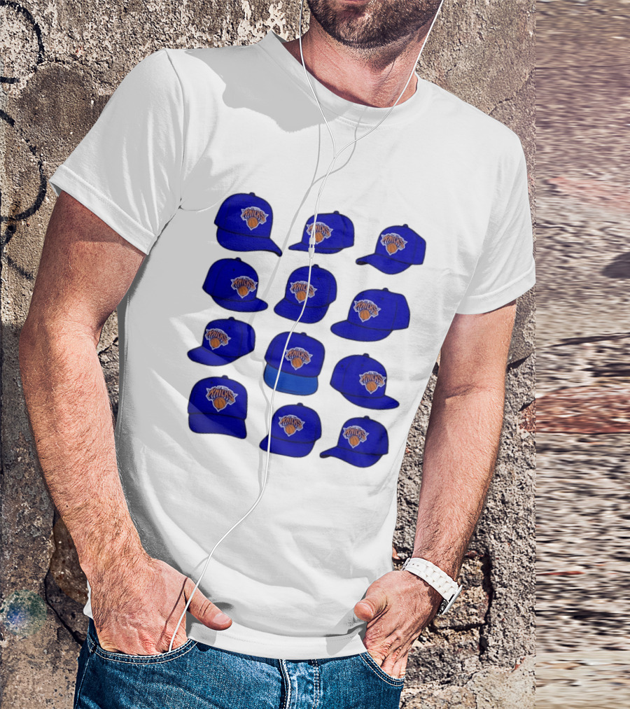 New York Knicks Blue Caps Collection With Iconic Basketball Team T-Shirt