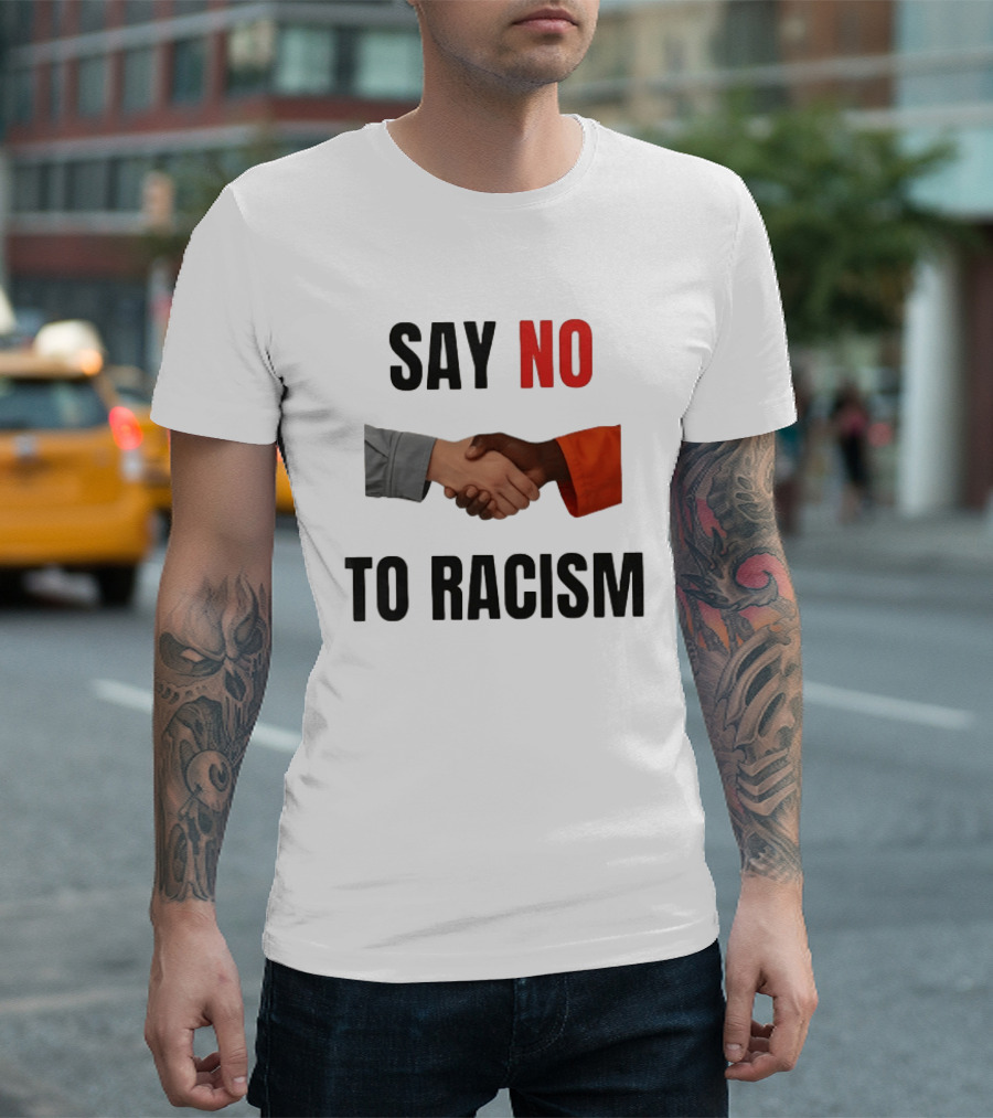 Say No To Racism Black White Handshake Solidarity T-Shirt