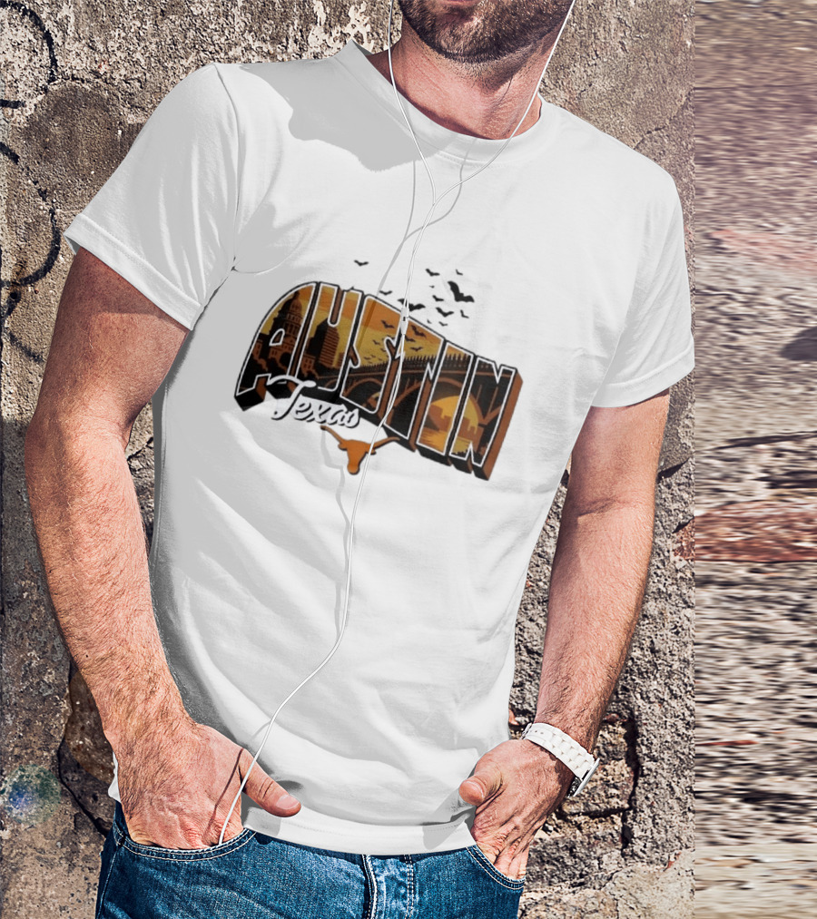 Austin Texas Longhorns Cityscape Greetings T-Shirt