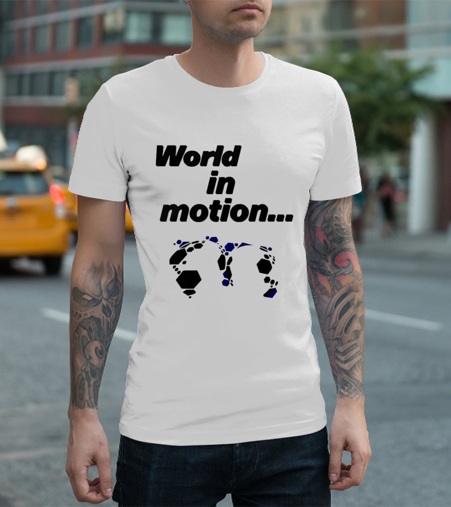 World In Motion Soccer Football Hexagon Shapes T-Shirt
