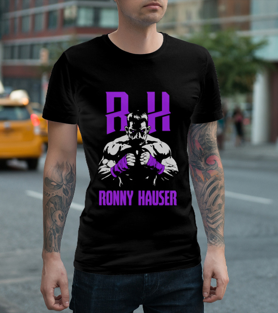 RH Ronny Hauser Wrestler With Purple Boxing Wraps T-Shirt