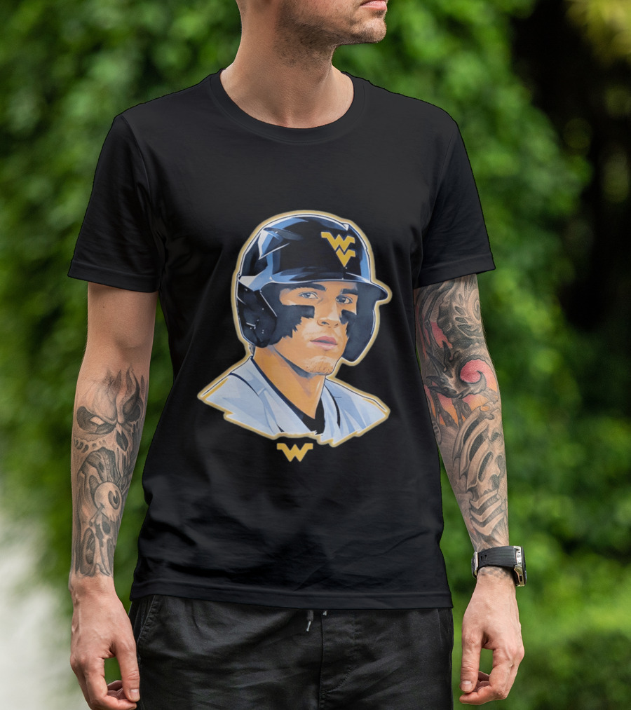West Virginia Baseball Player Helmet WV T-Shirt