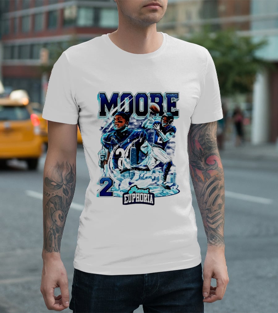 DJ Moore Chicago Bears Planet Euphoria Iceman Player Collage T-Shirt