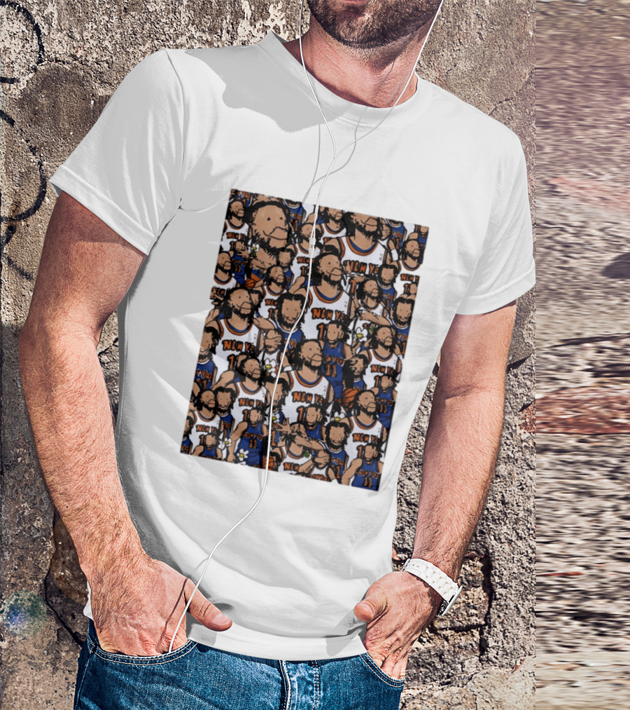 Jalen Brunson New York Knicks Number 11 NEMY Cartoon Collage T-Shirt