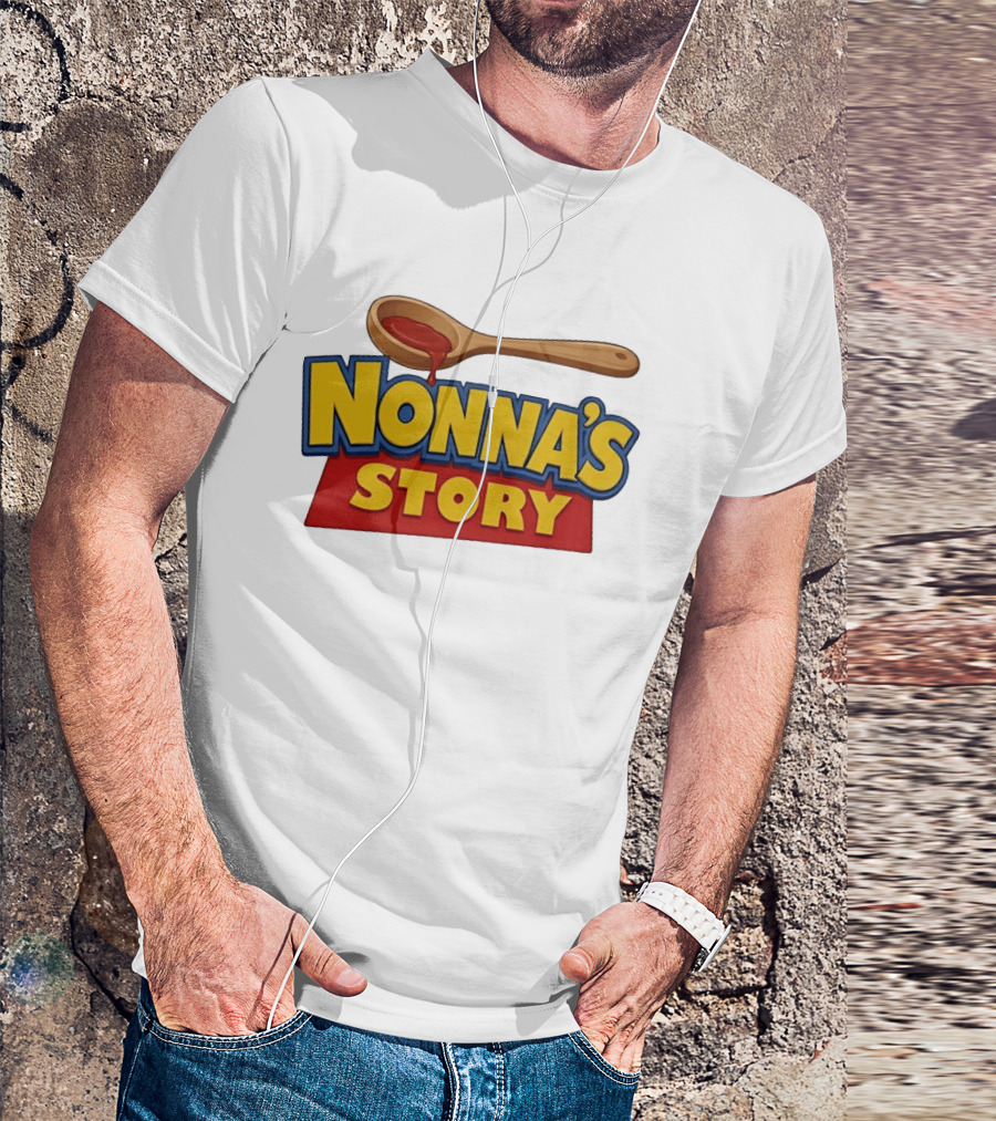 Nonna's Story Wooden Spoon Icon With Red Sauce T-Shirt