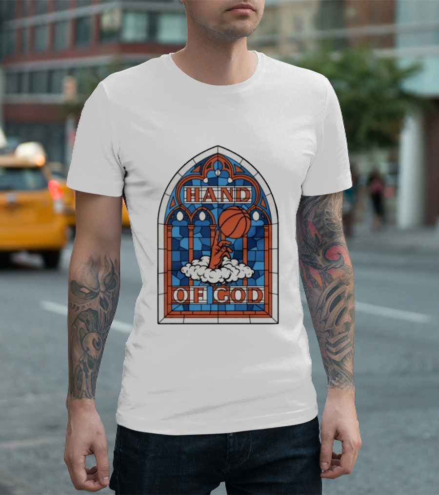OG Anunoby Knicks Hand Of God Basketball Stained Glass Hero T-Shirt