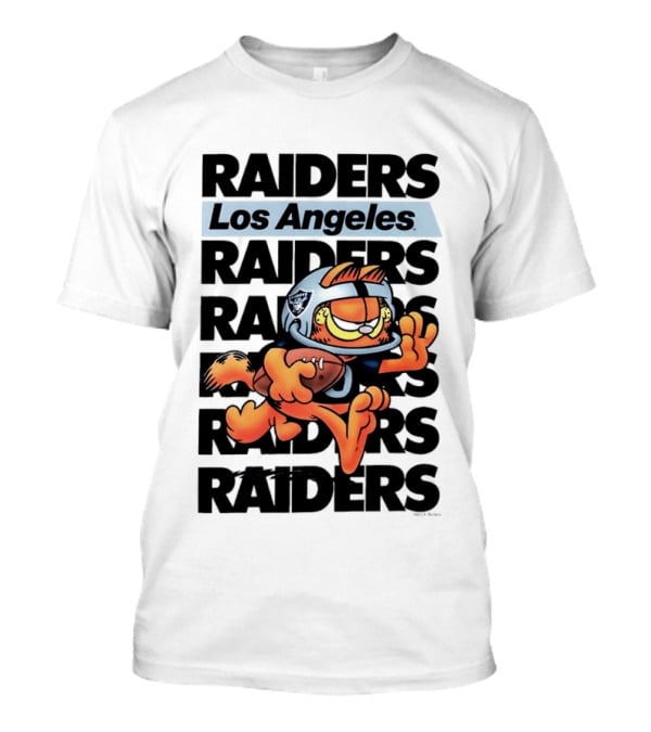 Los Angeles Raiders Orange Cat Football Helmet Running T-Shirt
