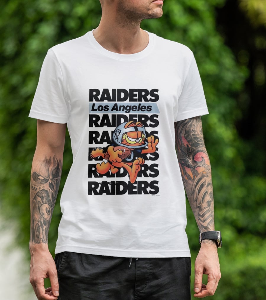 Los Angeles Raiders Orange Cat Football Helmet Running T-Shirt