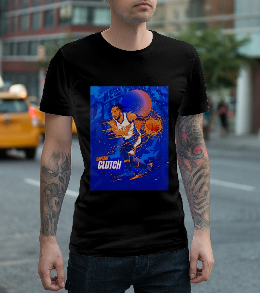 New York Knicks Captain Clutch Jalen Brunson Basketball Flames 2026 T-Shirt
