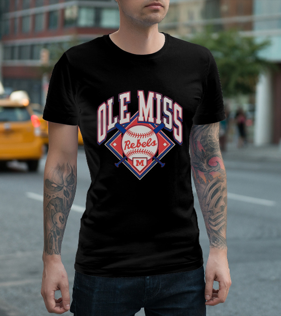 Ole Miss Rebels Baseball 2026 Team Merchandise Featuring Classic Logo And Red Baseball T-Shirt