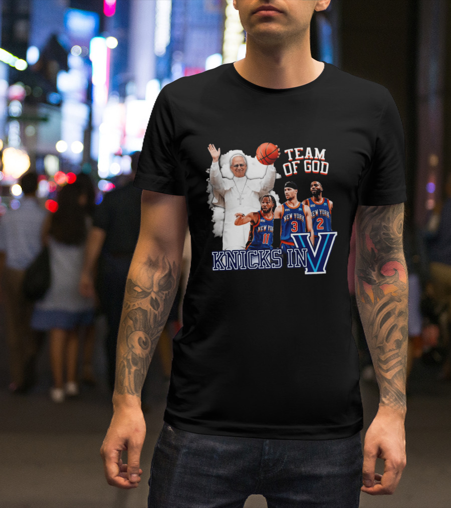 Team Of God Pope Leo XIV Knicks In Five Basketball Fun T-Shirt