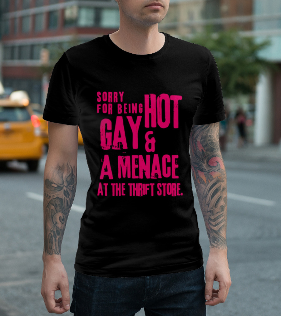 Sorry For Being Hot Gay And A Menace At The Thrift Store T-Shirt