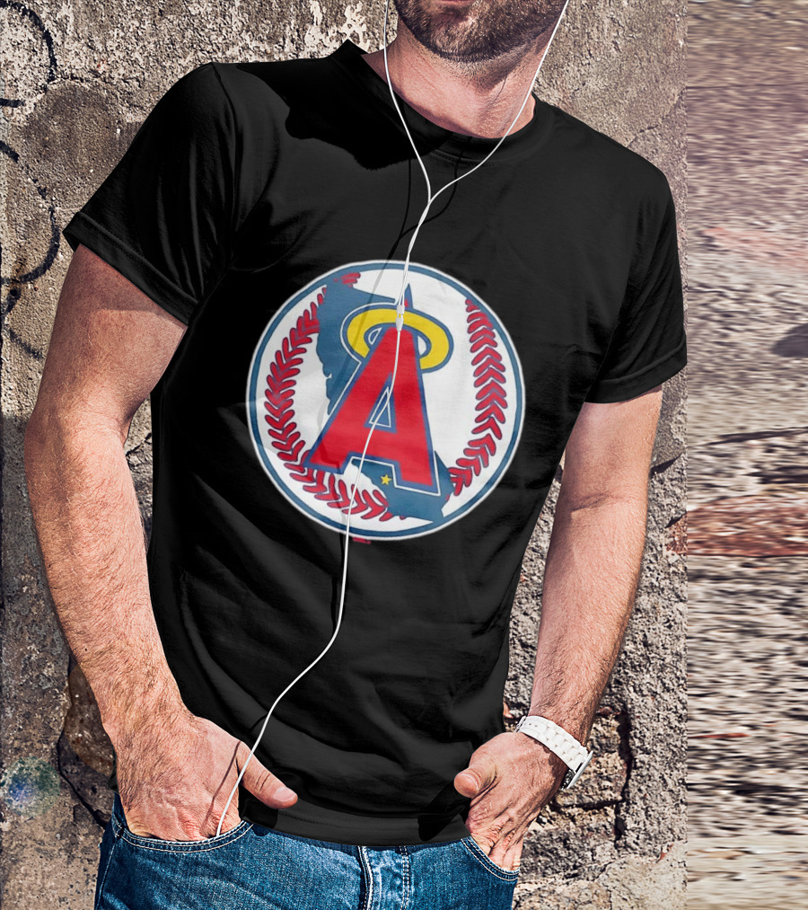 Los Angeles Angels Classic Halo A Baseball Emblem California Map T-Shirt