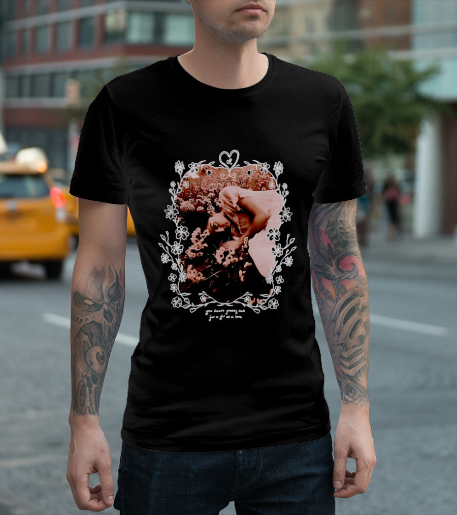 You Seem Pretty Sad For A Girl So In Love Floral Aesthetic Heart Frame Vintage Sepia Photography With Dreamy Flowers And Sleeping Girl T-Shirt
