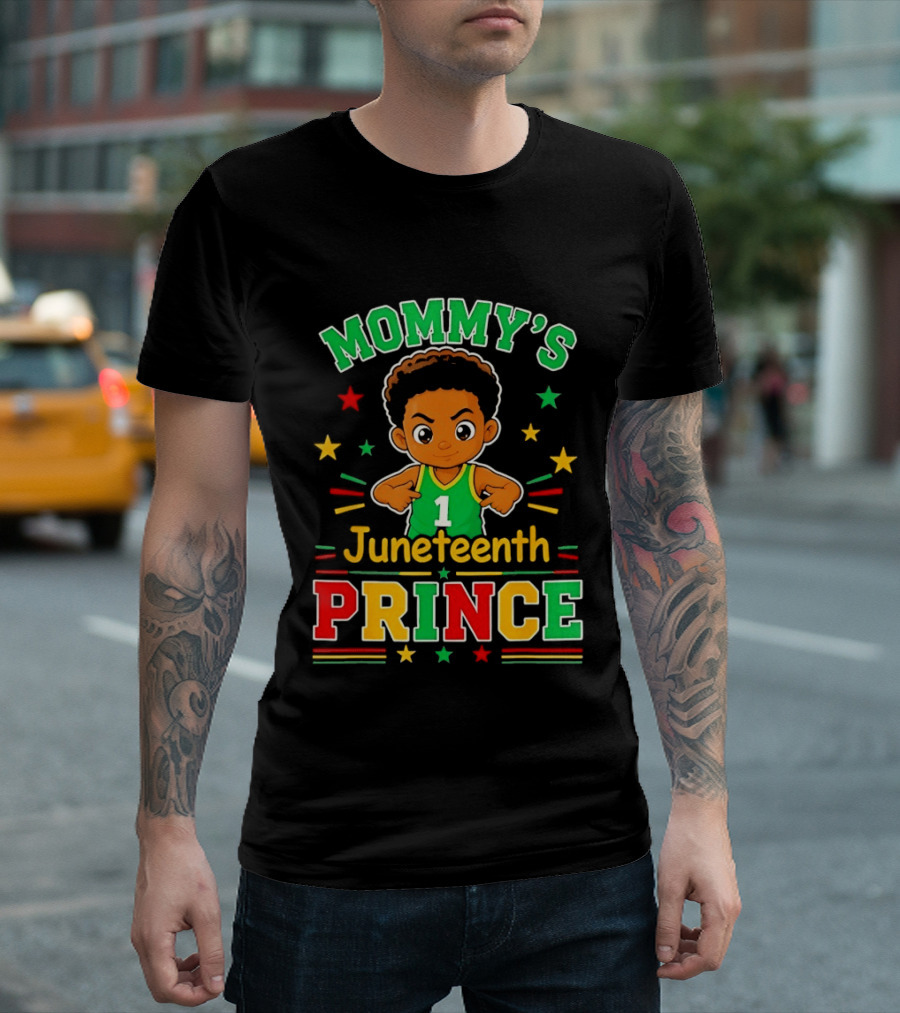 Mommy's Juneteenth Prince Little Boy Basketball Celebration Number One Kid T-Shirt
