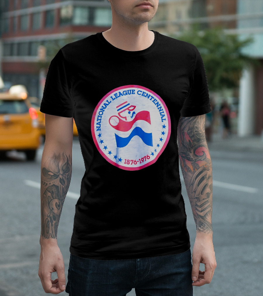 National League Centennial 1876 1976 Baseball Anniversary Retro MLB Bold Blue Red T-Shirt