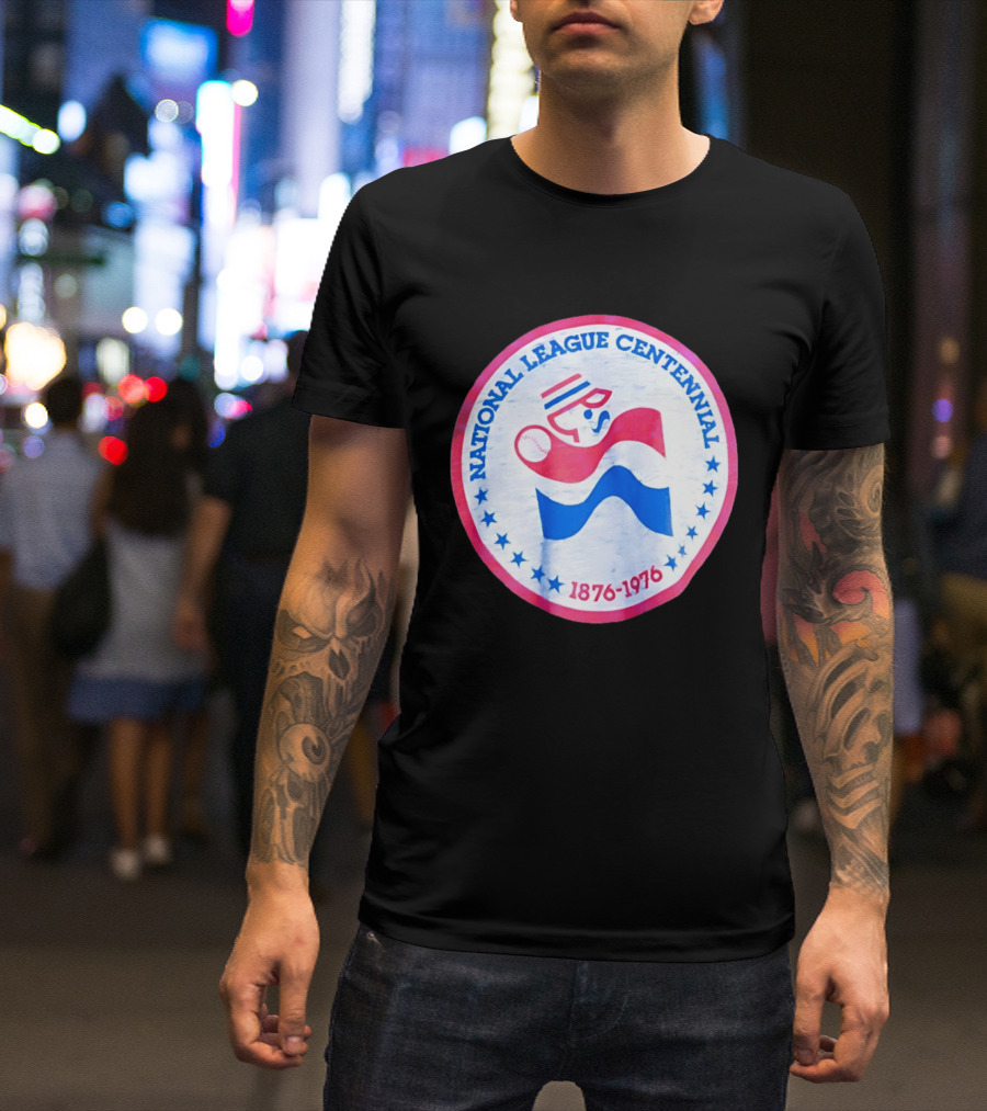 National League Centennial 1876 1976 Baseball Anniversary Retro MLB Bold Blue Red T-Shirt