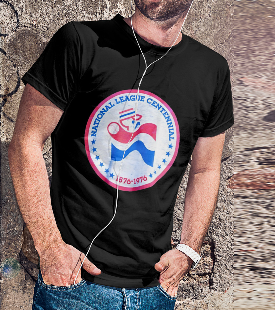 National League Centennial 1876 1976 Baseball Anniversary Retro MLB Bold Blue Red T-Shirt