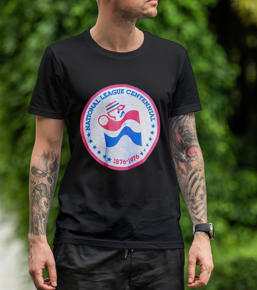 National League Centennial 1876 1976 Baseball Anniversary Retro MLB Bold Blue Red T-Shirt
