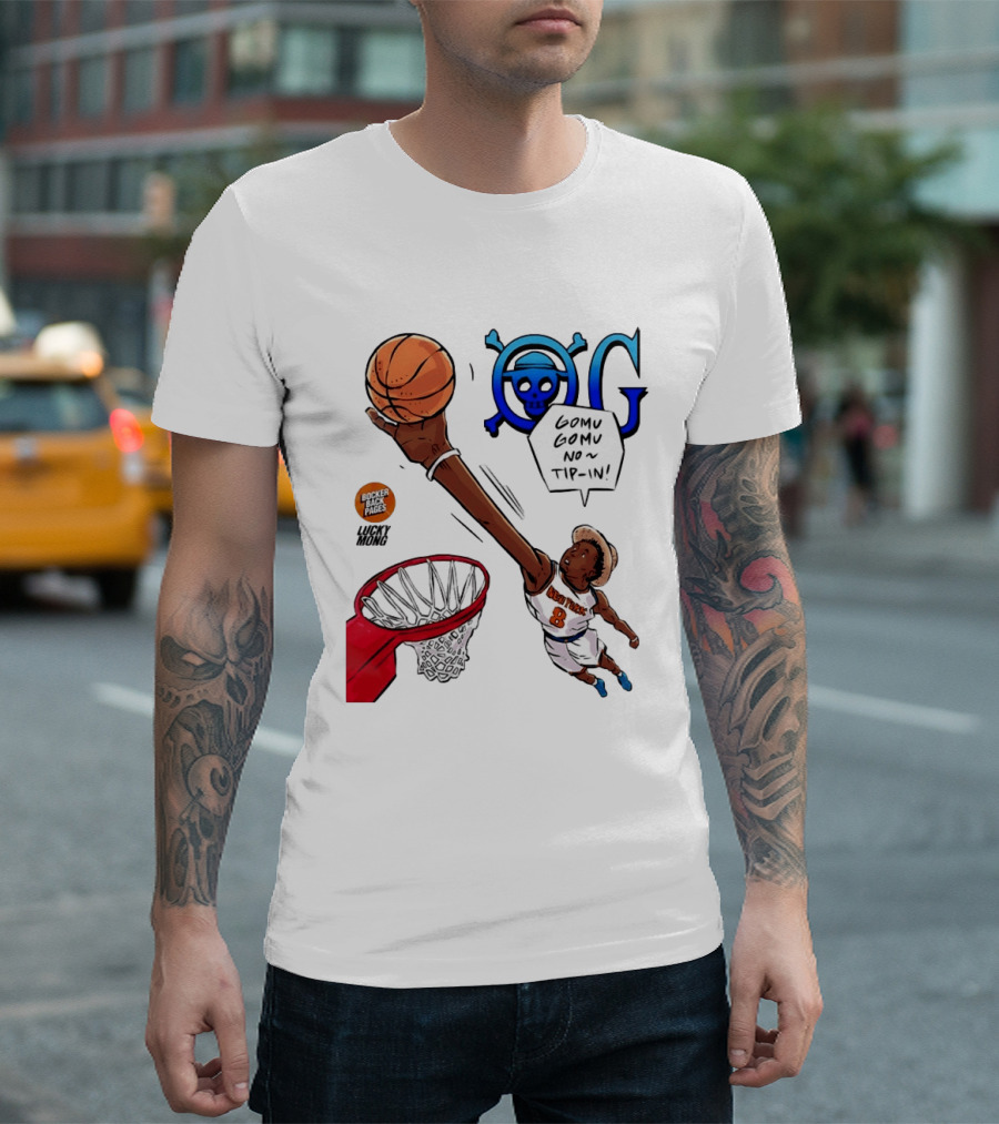 OG Anunoby X One Piece Luffy New York Knicks 2026 Gomu Gomu No Tip In Comic T-Shirt