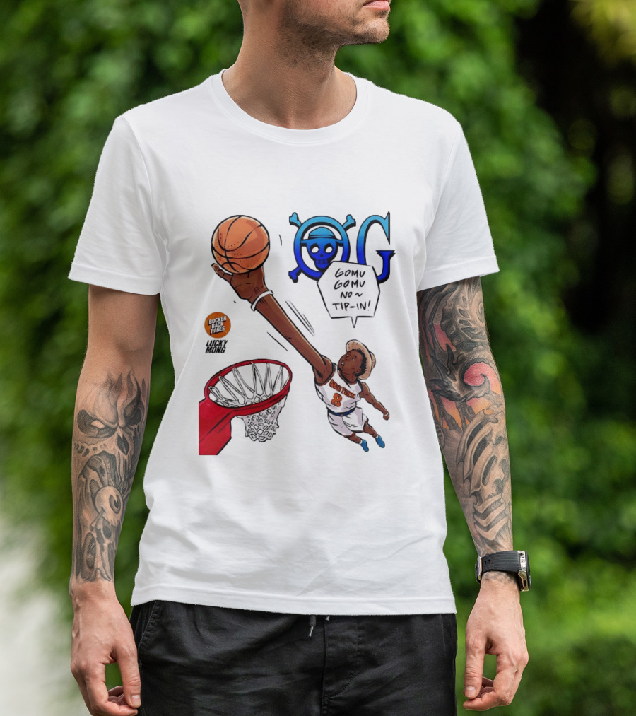 OG Anunoby X One Piece Luffy New York Knicks 2026 Gomu Gomu No Tip In Comic T-Shirt