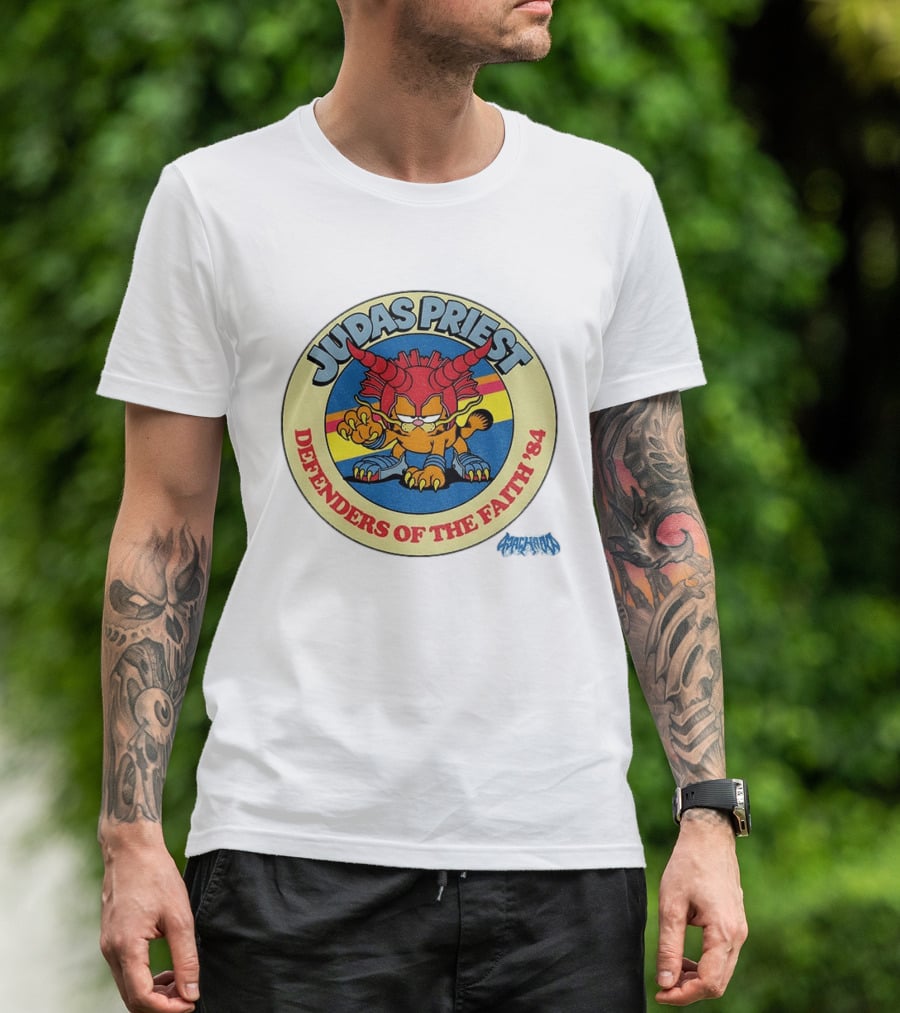 Judas Priest Defenders Of The Faith '84 Orange Cat T-Shirt