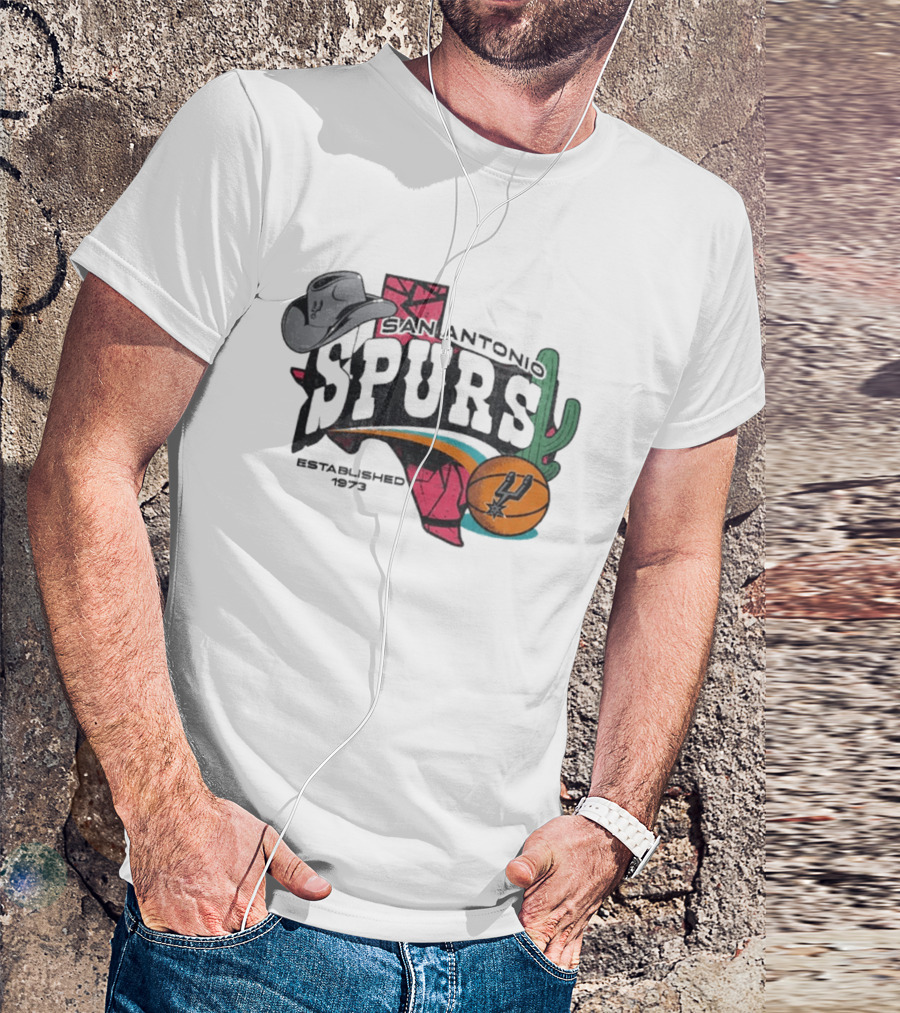 San Antonio Spurs Established 1973 Texas Cowboy Hat Cactus Basketball Team T-Shirt