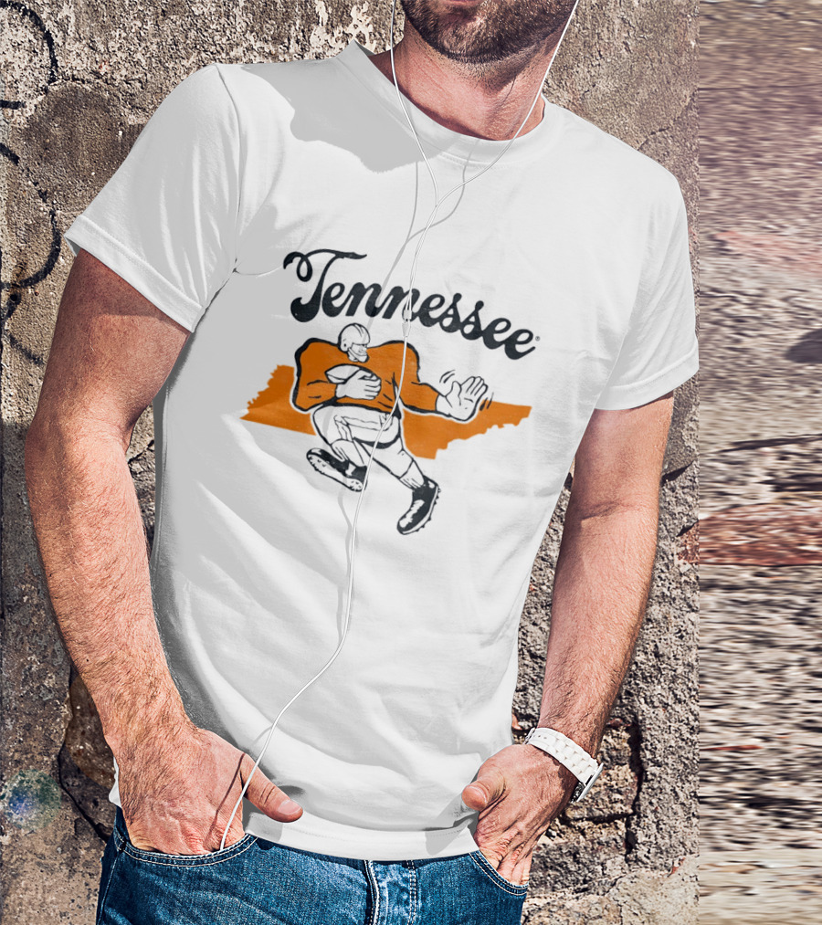 Tennessee Football Map Vintage Style Football Player T-Shirt