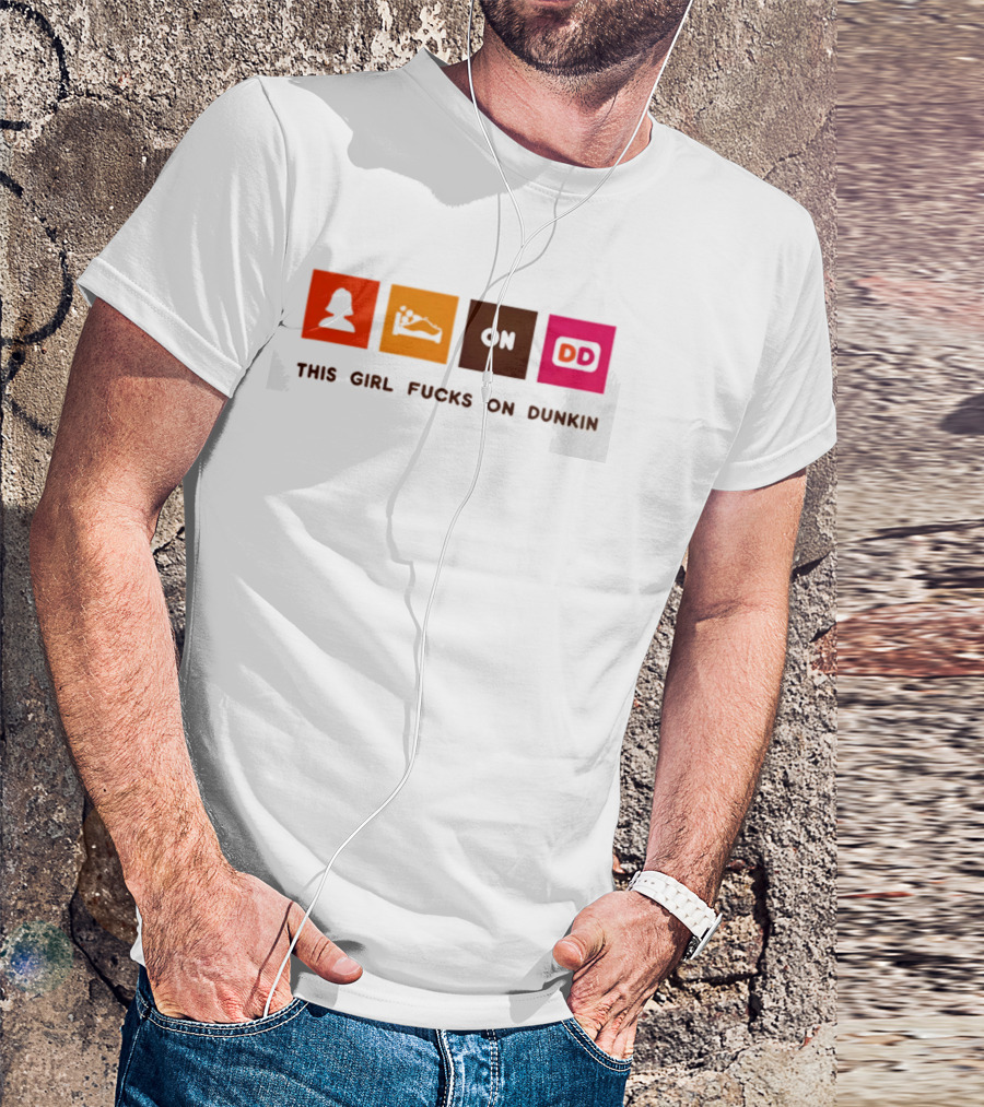 This Girl Fucks On Dunkin Retro Icon Square Blocks T-Shirt