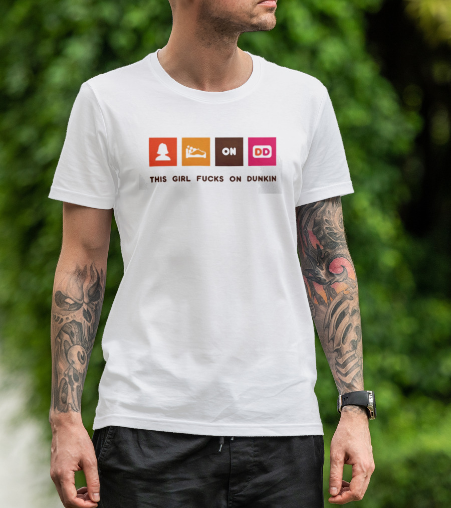 This Girl Fucks On Dunkin Retro Icon Square Blocks T-Shirt