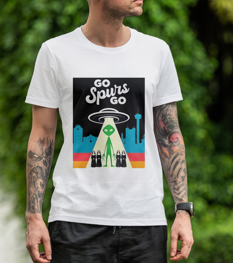 Go Spurs Go Alien UFO San Antonio Puro Pinche Spurs Nuns T-Shirt