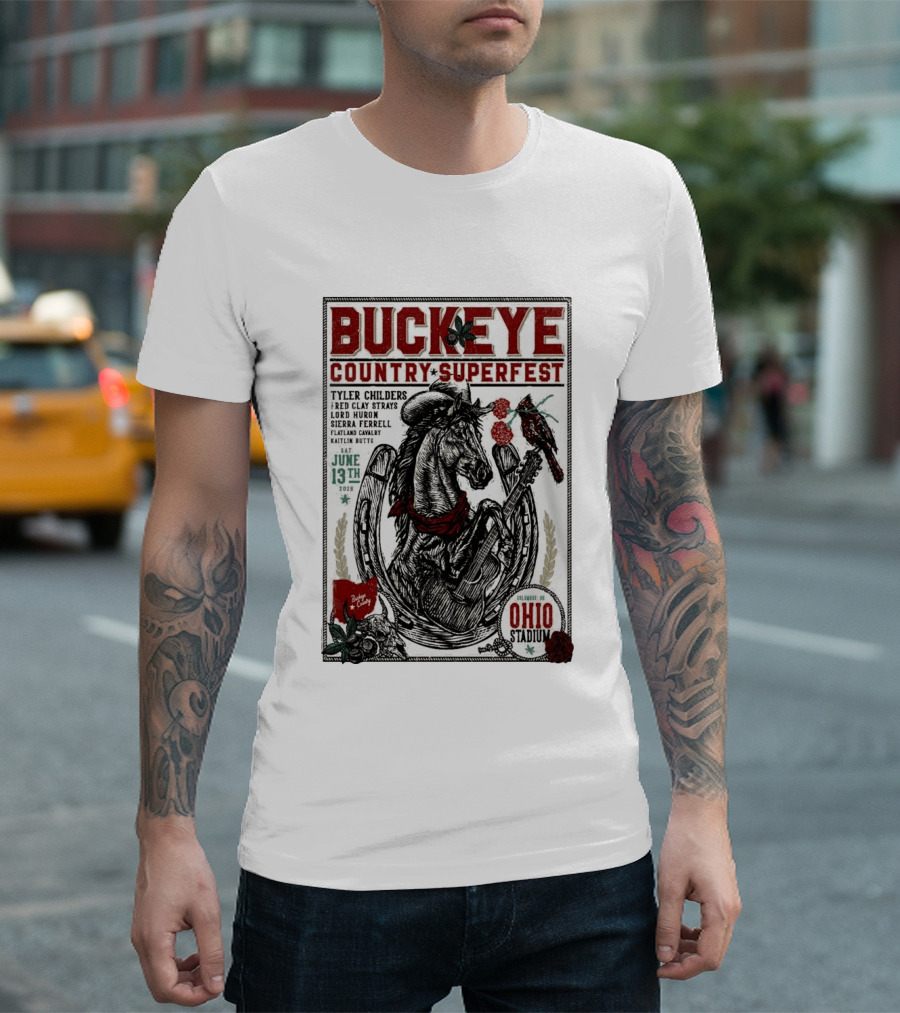 Buckeye Country Superfest June 13 2026 Ohio Stadium Tyler Childers Red Clay Lord Huron Sierra Ferrell Flatland Cavalry Kaitlin Butts T-Shirt