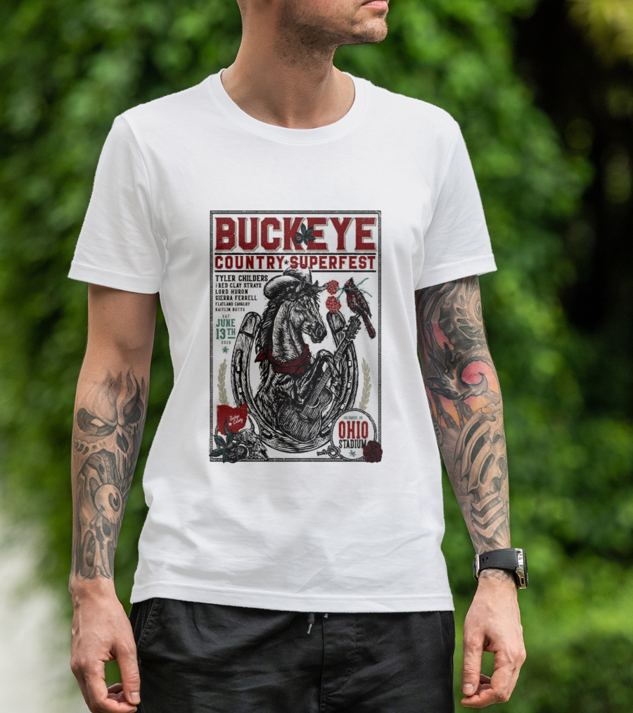 Buckeye Country Superfest June 13 2026 Ohio Stadium Tyler Childers Red Clay Lord Huron Sierra Ferrell Flatland Cavalry Kaitlin Butts T-Shirt