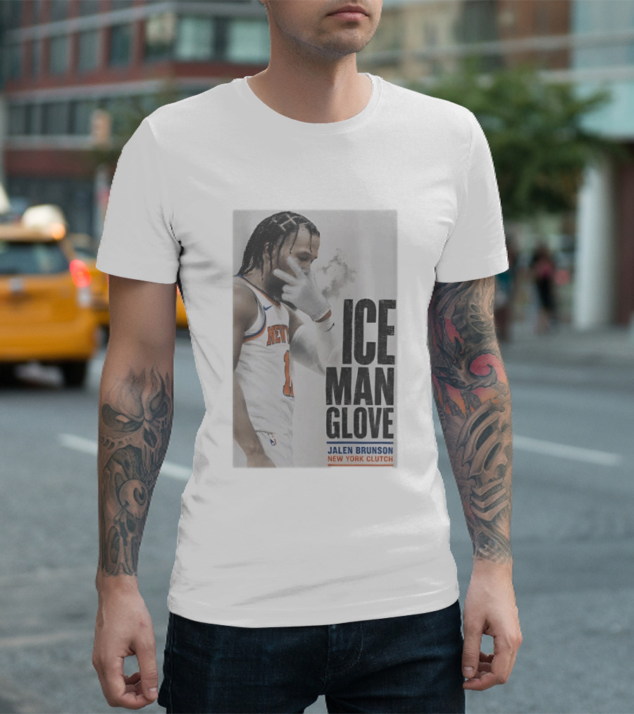 Jalen Brunson Ice Man Glove New York Knicks Clutch T-Shirt