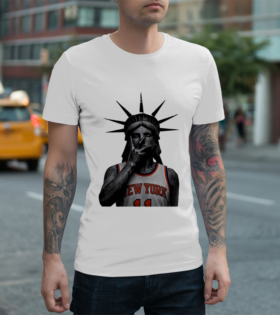 New York Knicks Jalen Brunson Statue Of Liberty Basketball Legend The Wait Is Over T-Shirt