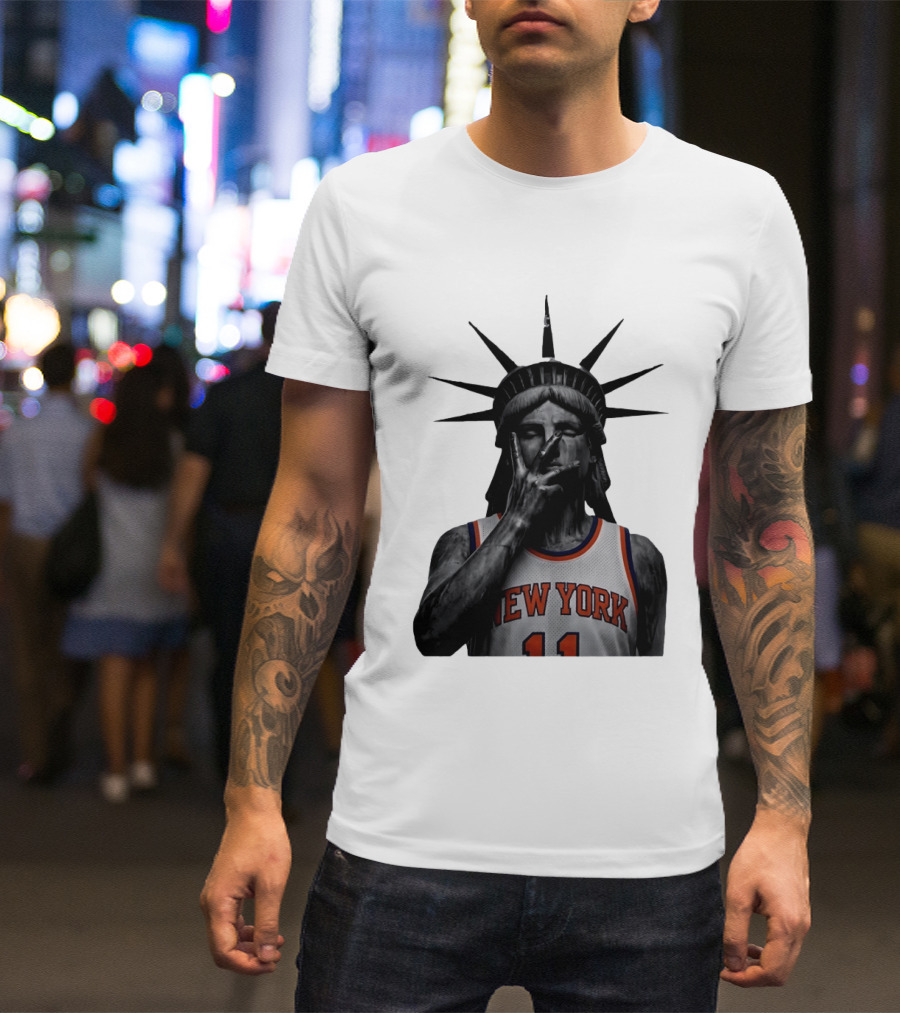 New York Knicks Jalen Brunson Statue Of Liberty Basketball Legend The Wait Is Over T-Shirt