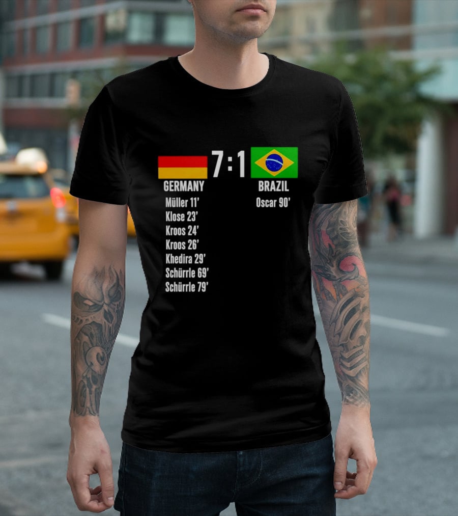 Germany 7 1 Brazil Müller Klose Kroos Khedira Schürrle Oscar Score T-Shirt