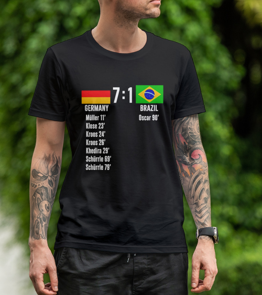 Germany 7 1 Brazil Müller Klose Kroos Khedira Schürrle Oscar Score T-Shirt