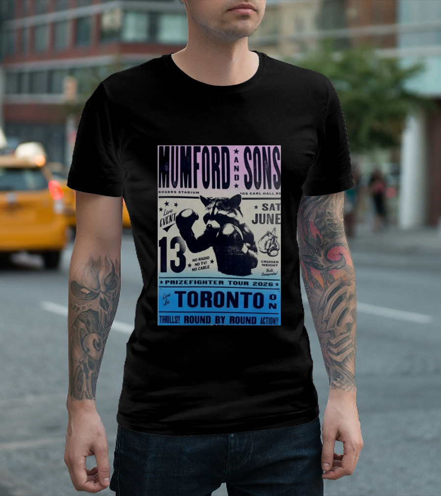 Mumford & Sons Live Event Rogers Stadium Prizefighter Tour Toronto June 13 2026 T-Shirt