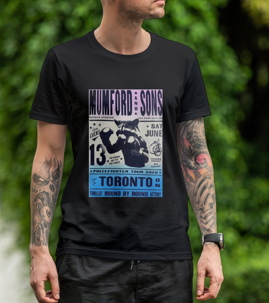 Mumford & Sons Live Event Rogers Stadium Prizefighter Tour Toronto June 13 2026 T-Shirt