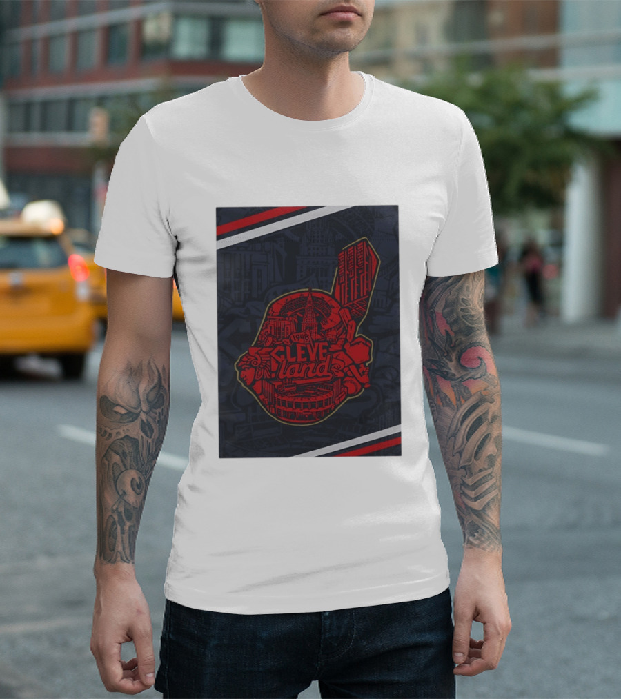 Cleveland 1948 Baseball Team City Mosaic Landmark Collage T-Shirt
