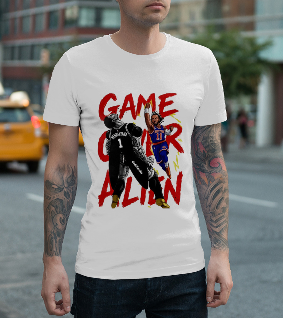 Game Over Alien Wembanyama Vs Jalen Gohan Brunson Knicks T-Shirt