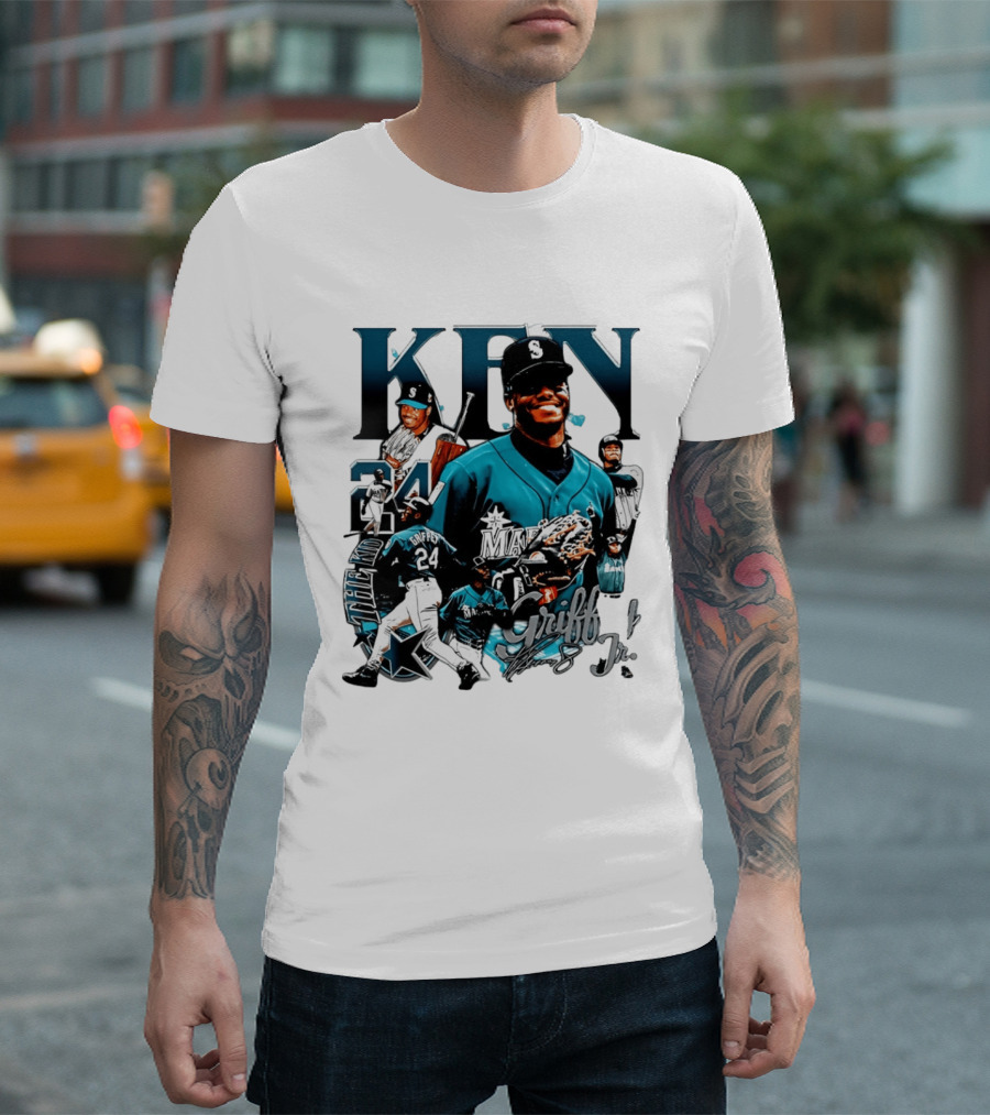 Ken Griffey Jr Seattle Mariners The Kid 24 Legendary Collage T-Shirt